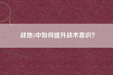 战地5中如何提升战术意识？