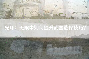 光环：无限中如何提升武器选择技巧？